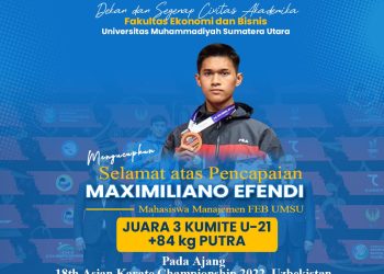 UMSU Ucapkan Selamat kepada Maximiliano Efendi atas Prestasi di 18th Asian Karate Championship 2022