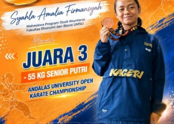 Mahasiswa Akuntansi FEB UMSU Syahla Amalia Firmansyah Raih Juara 3 Andalas University Open Karate Championship