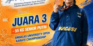 Mahasiswa Akuntansi FEB UMSU Syahla Amalia Firmansyah Raih Juara 3 Andalas University Open Karate Championship